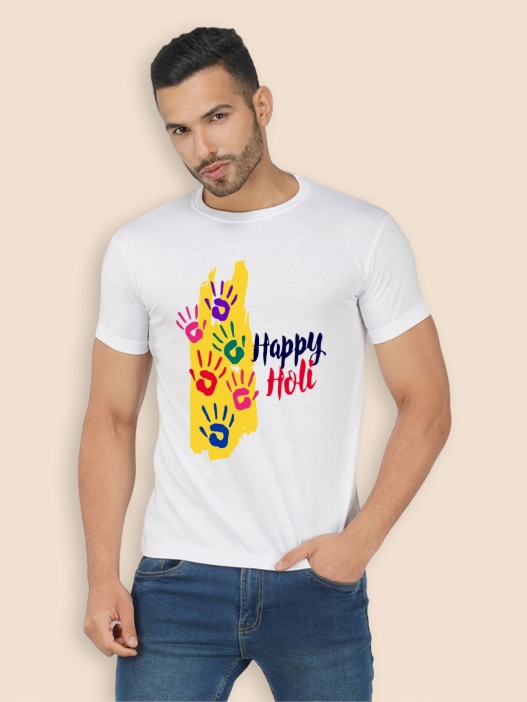 

Moda Rapido Men Holi Printed Tshirt, White