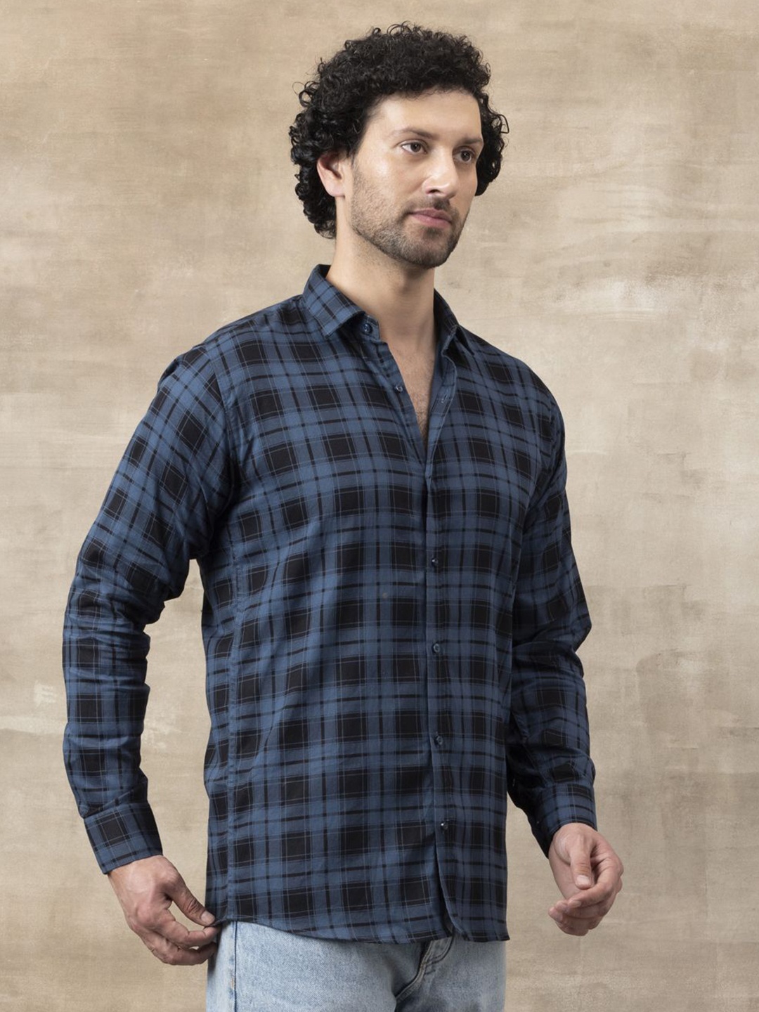 

FILO HEVIS Men Classic Tartan Checks Opaque Checked Casual Shirt, Blue