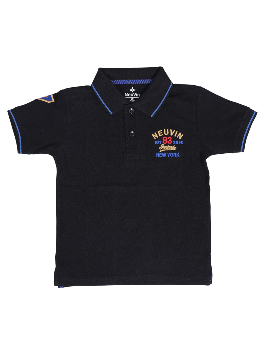 

NeuVin Boys Polo Collar Applique T-shirt, Black