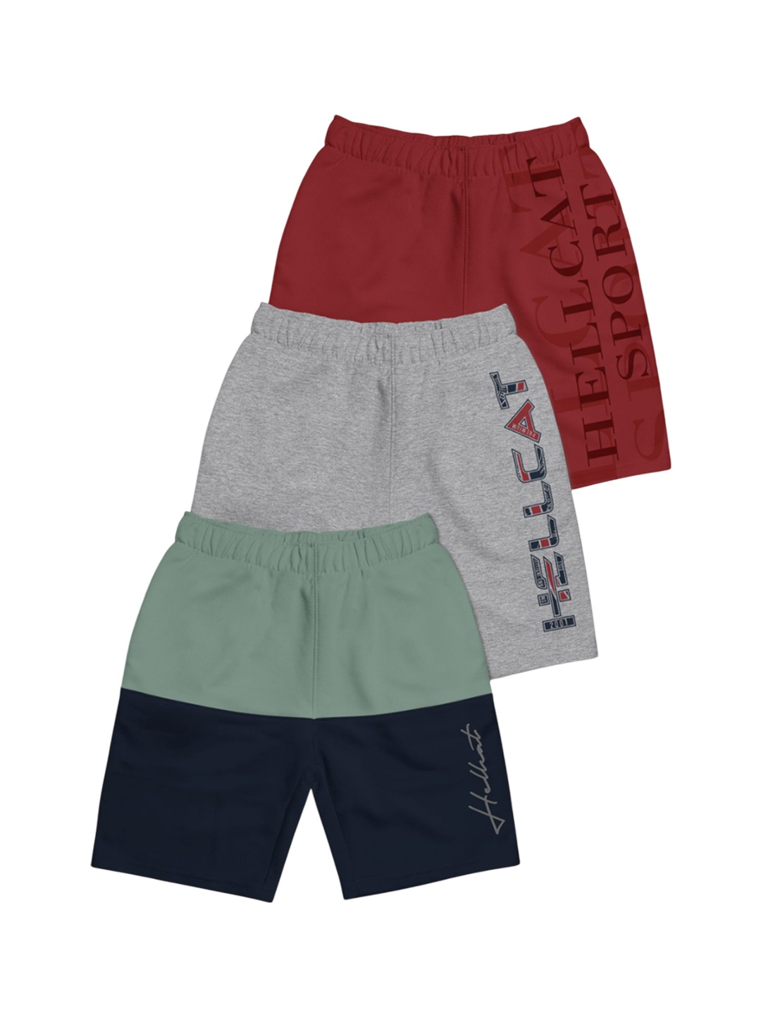 

HELLCAT Boys Typography Printed Shorts, Sea green