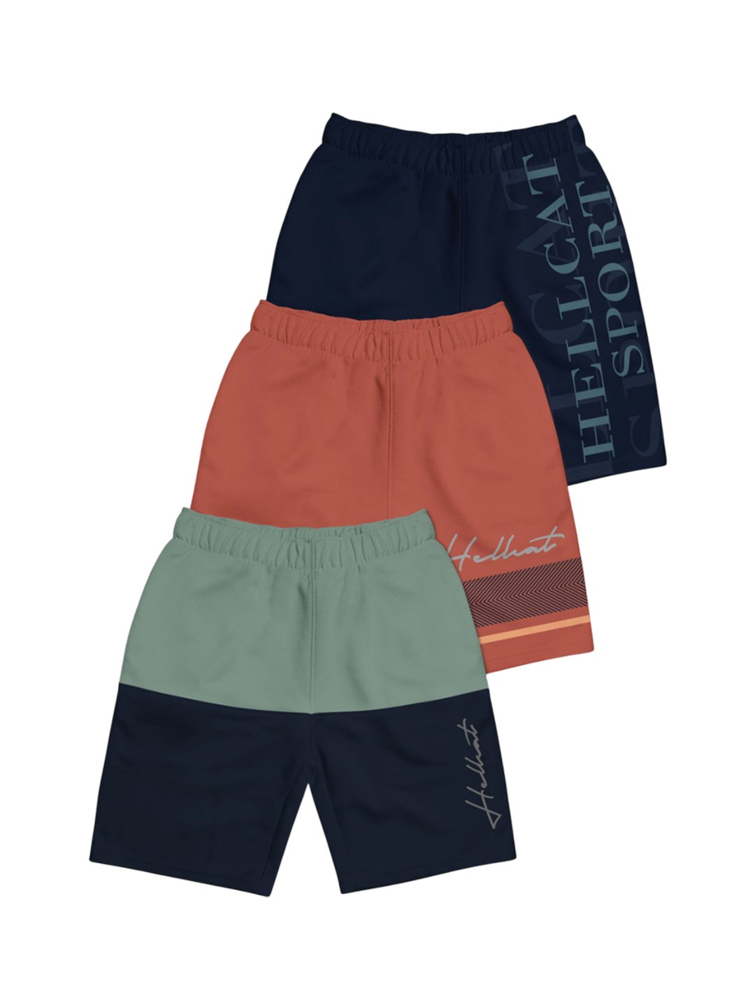 

HELLCAT Boys Typography Printed Shorts, Sea green
