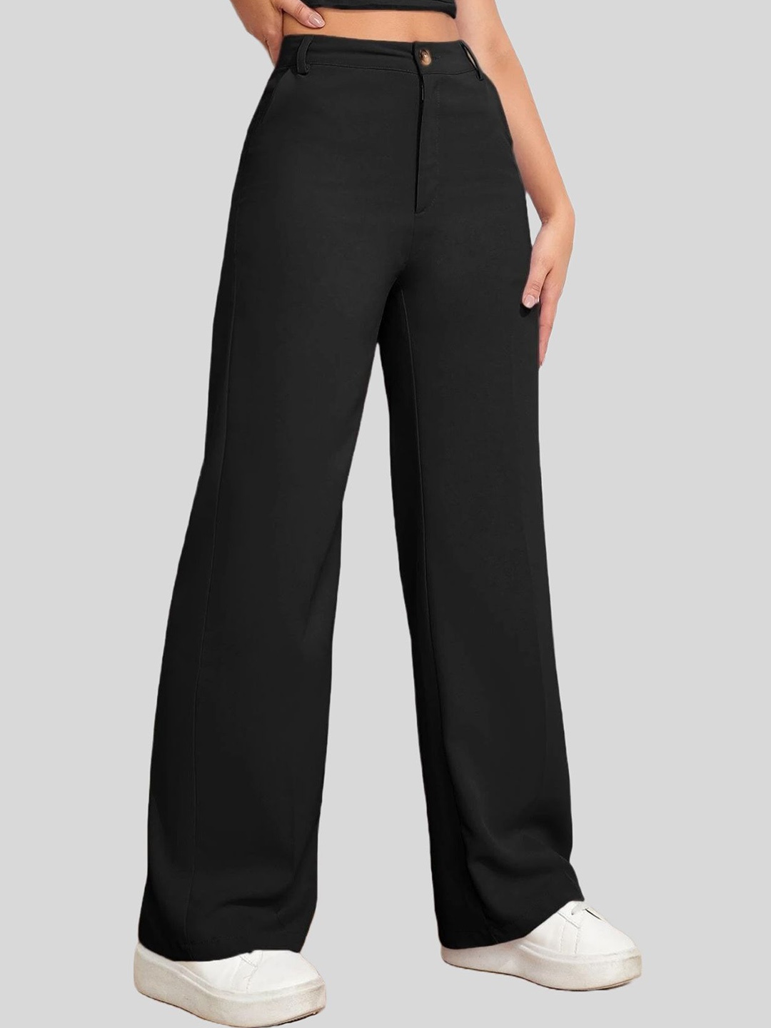 

Chemistry Women High-Rise Straight Fit Trousers, Black