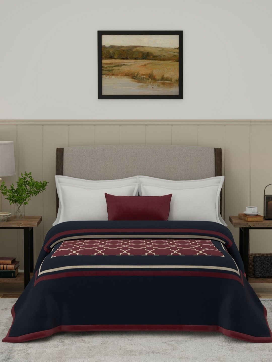 

MYTRIDENT Red & Black Geometric Heavy Winter Double Bed Blanket