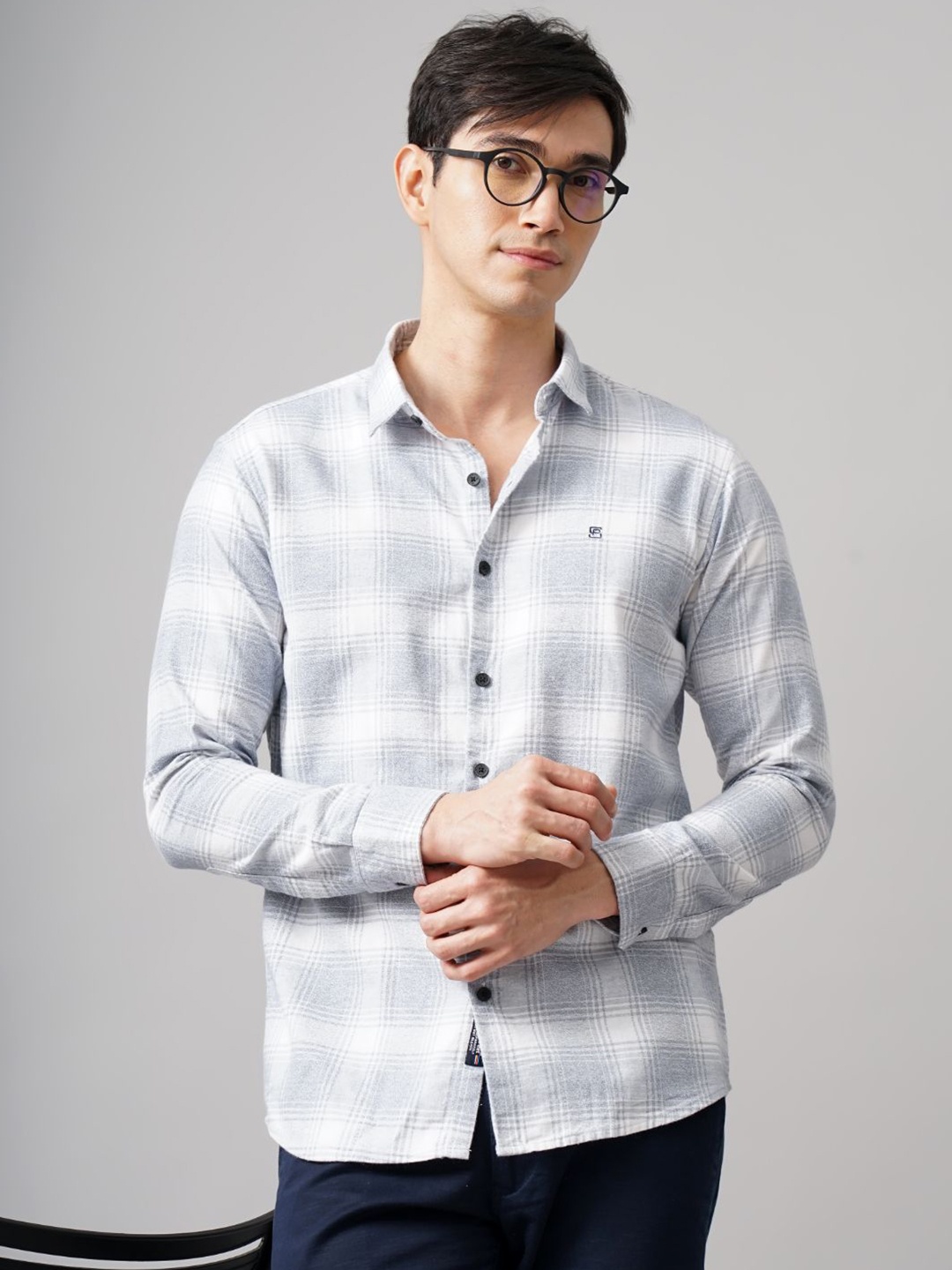 

PAUL STREET Men Standard Slim Fit Opaque Checked Casual Shirt, Blue