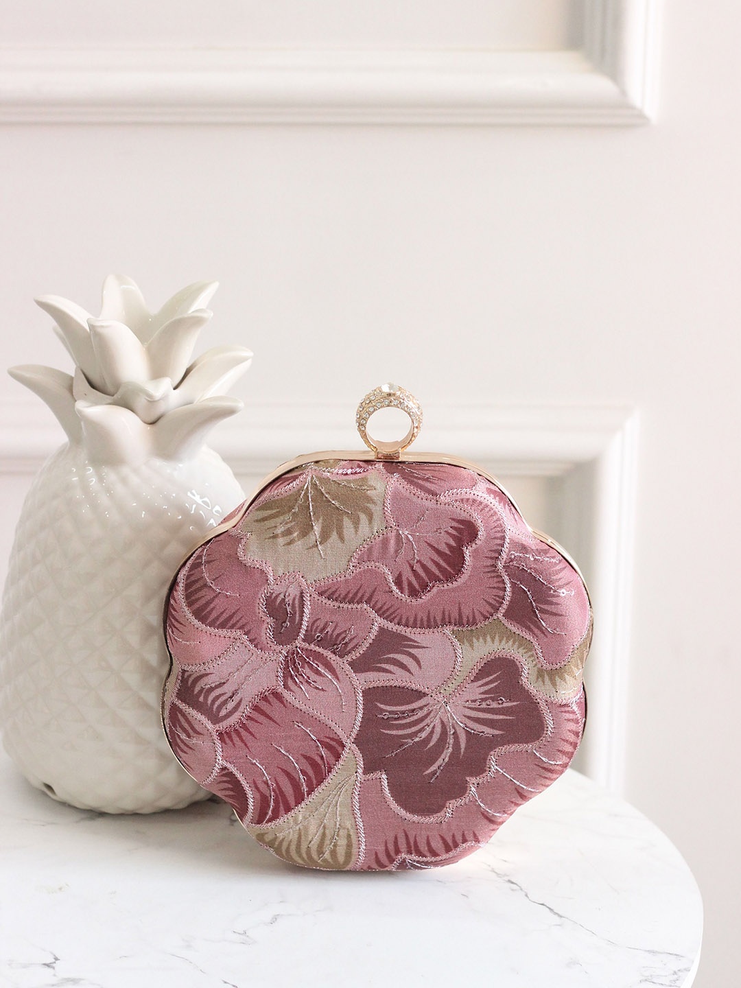 

BOXWISH BY BHUMIKA Embellished Bucket Clutch with Tasselled, Pink