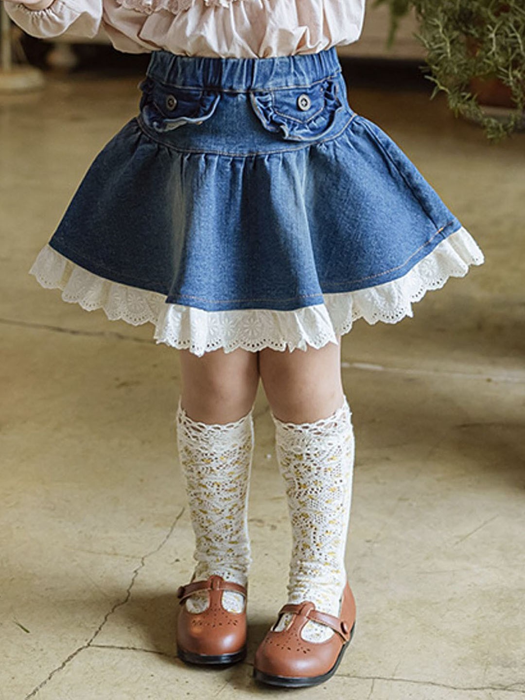 

LULU & SKY Girls Denim Panelled Skirt, Blue
