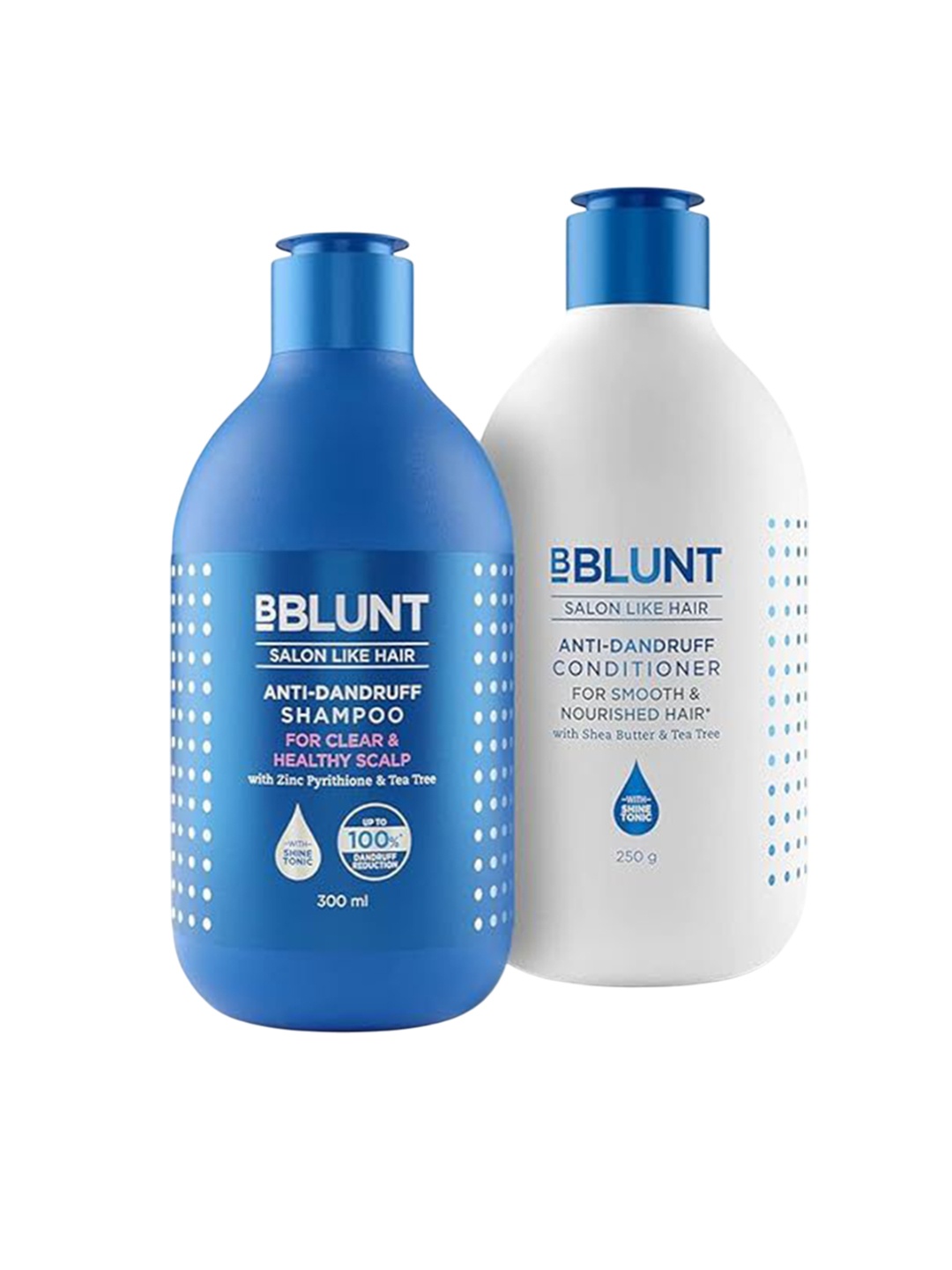 

BBLUNT Set of 2 Anti-Dandruff Shampoo- 300 ml & Conditioner- 250 g, Blue