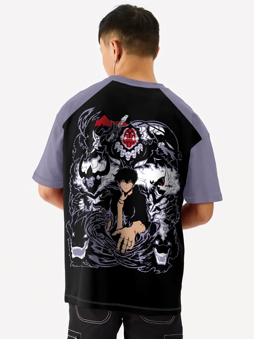 

Crazymonk Men Printed Extended Sleeves Applique T-shirt, Multi