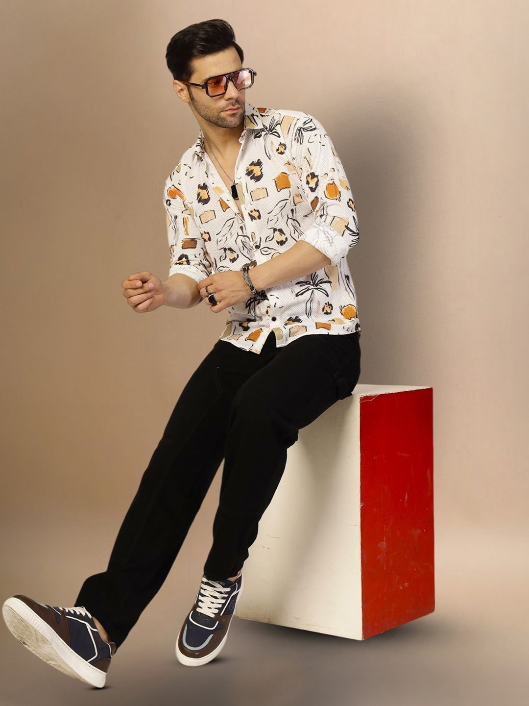 

Moda Rapido Men Original Opaque Printed Casual Shirt, Multi