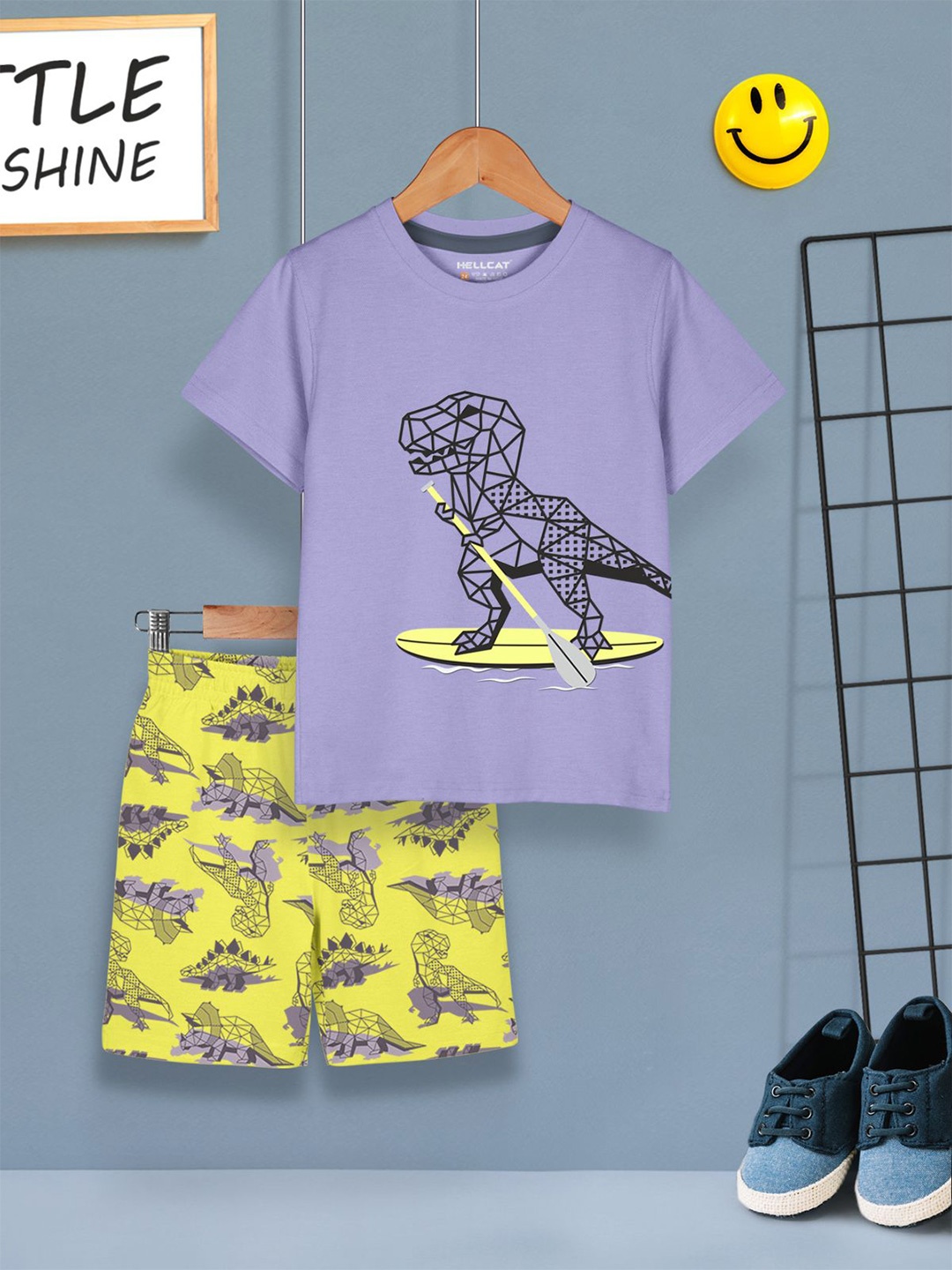 

HELLCAT Boys Printed T-shirt with Shorts, Lavender