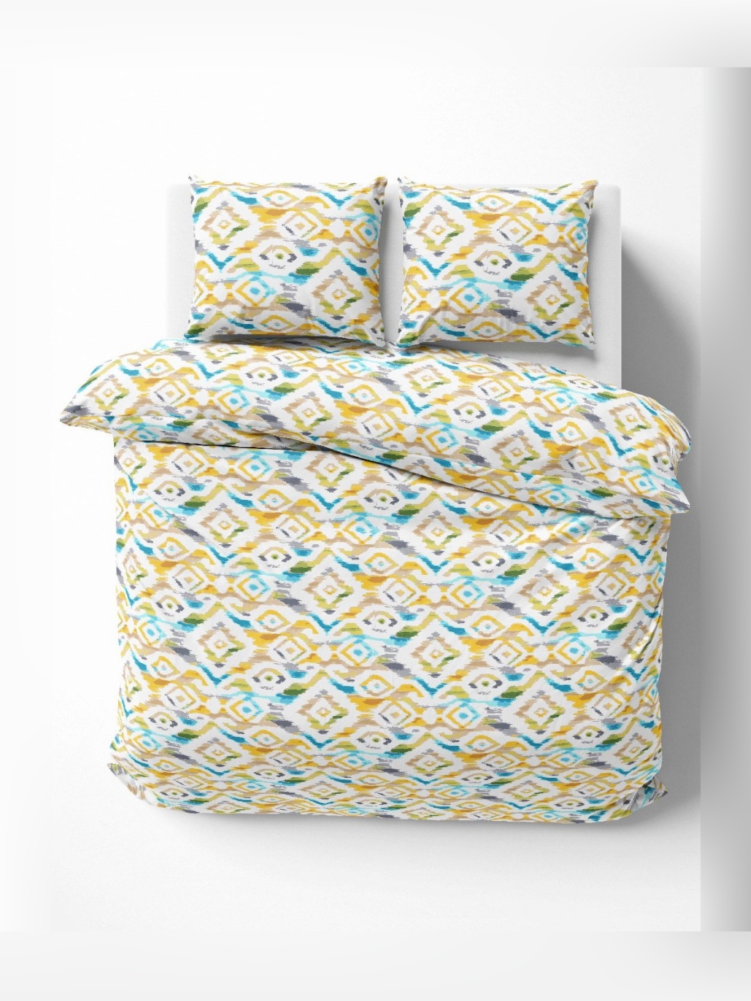 

VINTANA Yellow & Blue 300 TC King Bedsheet with 2 Pillow Covers