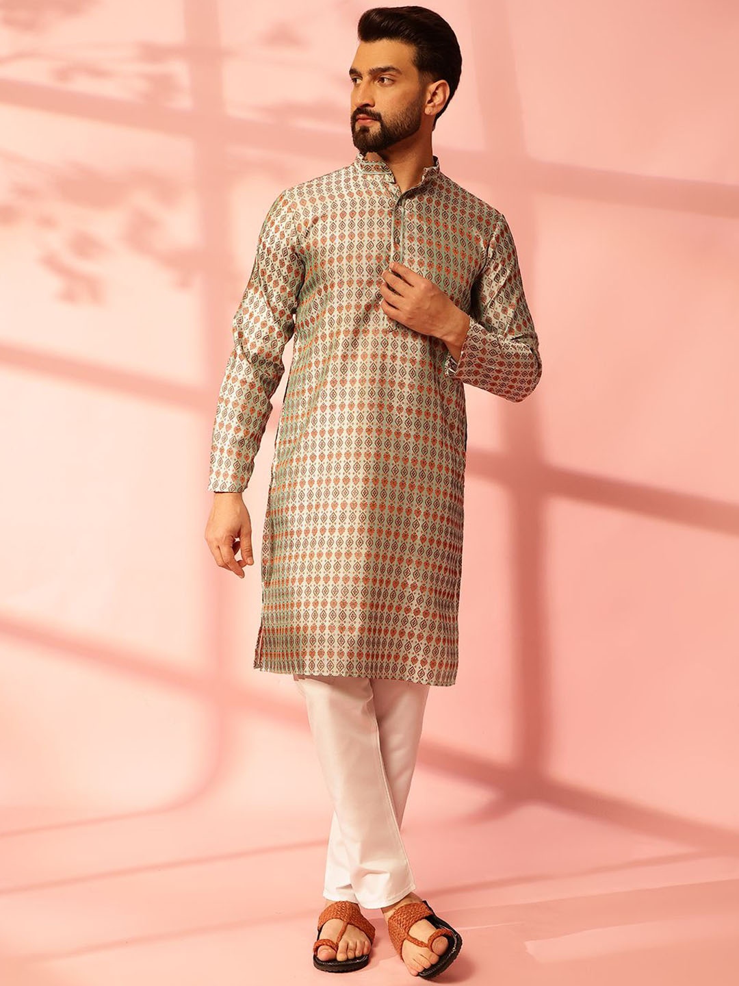

Anouk Men Regular Kurta with Pyjamas, Brown