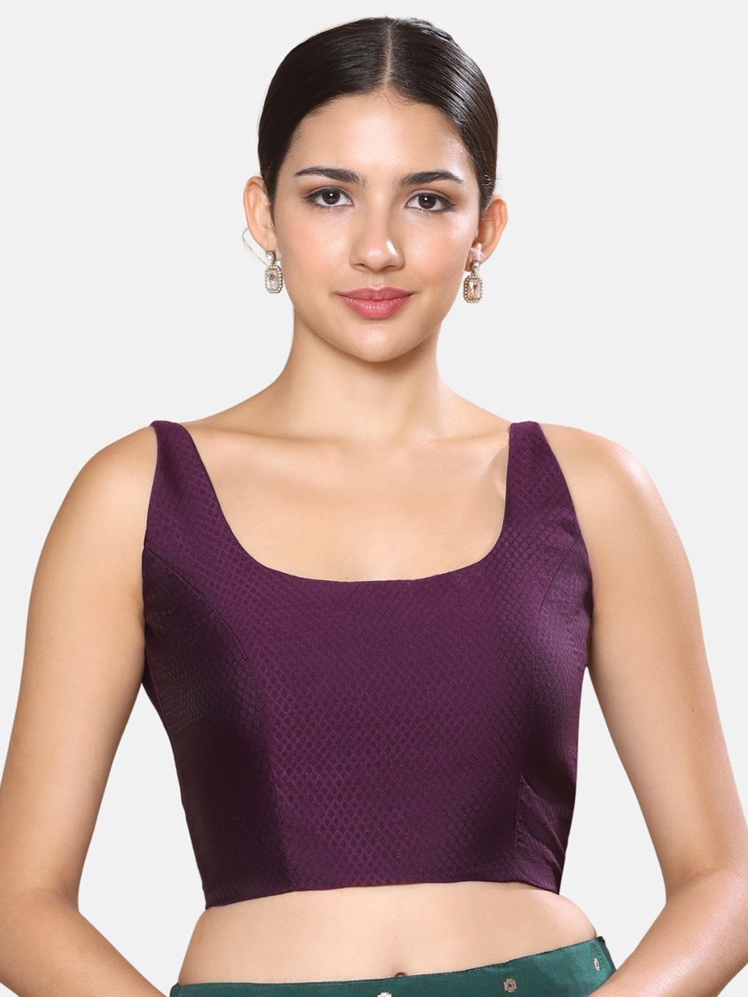 

Studio Shringaar Square Neck Saree Blouse, Violet