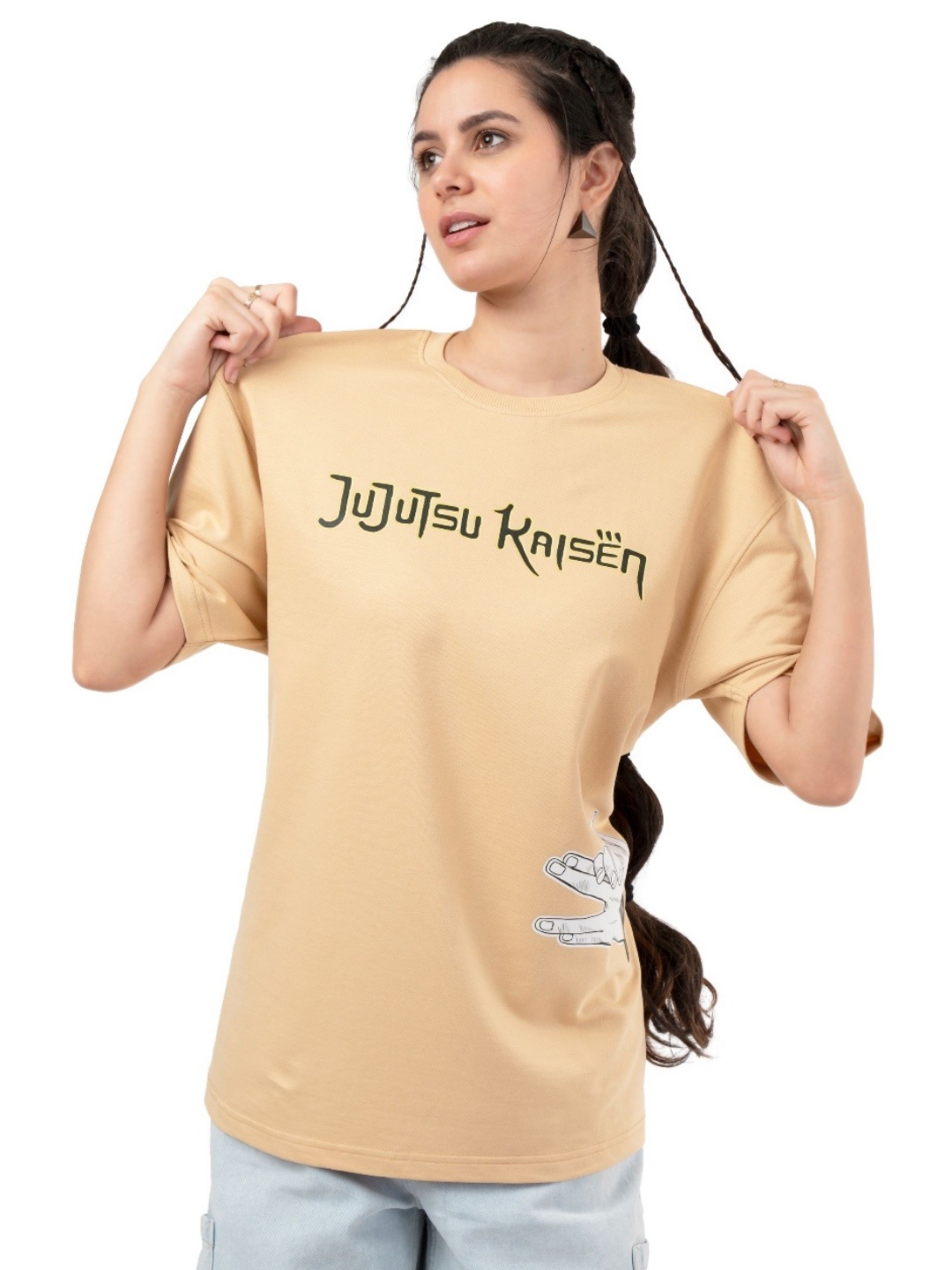 

RHINO CULT Women Printed Cut Outs T-shirt, Beige