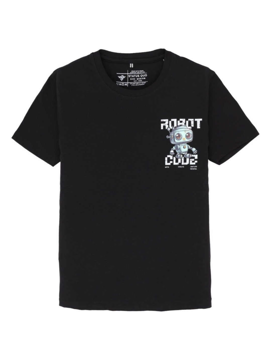 

Status Quo Boys Printed Pockets T-shirt, Black