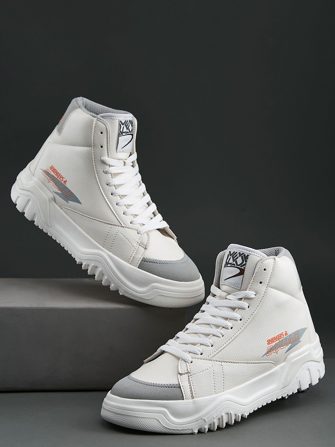 

Duke Men Printed High-Top Sneakers, White