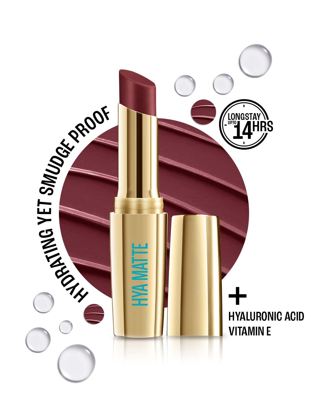 

Lakme 9to5 Hya Matte Hydrating Smudge Proof Lipstick - Plum Pitch MM2, Burgundy