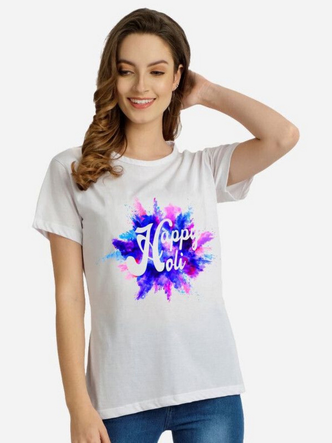 

Moda Rapido Women Holi Printed Tshirt, White