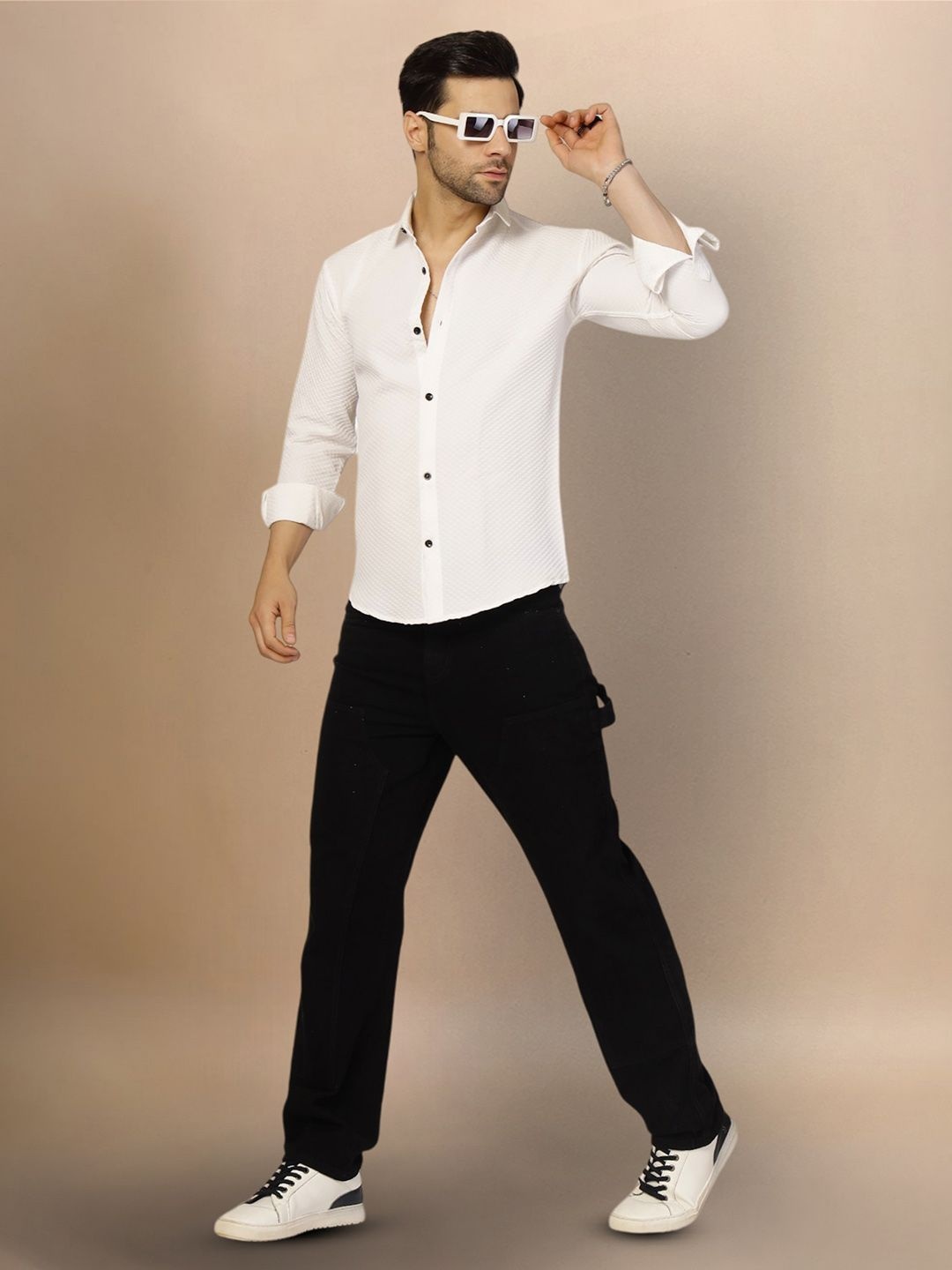 

Moda Rapido Men Original Opaque Casual Shirt, White