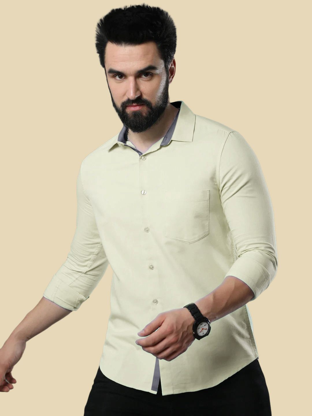 

Moda Rapido Men Standard Opaque Formal Shirt, Cream