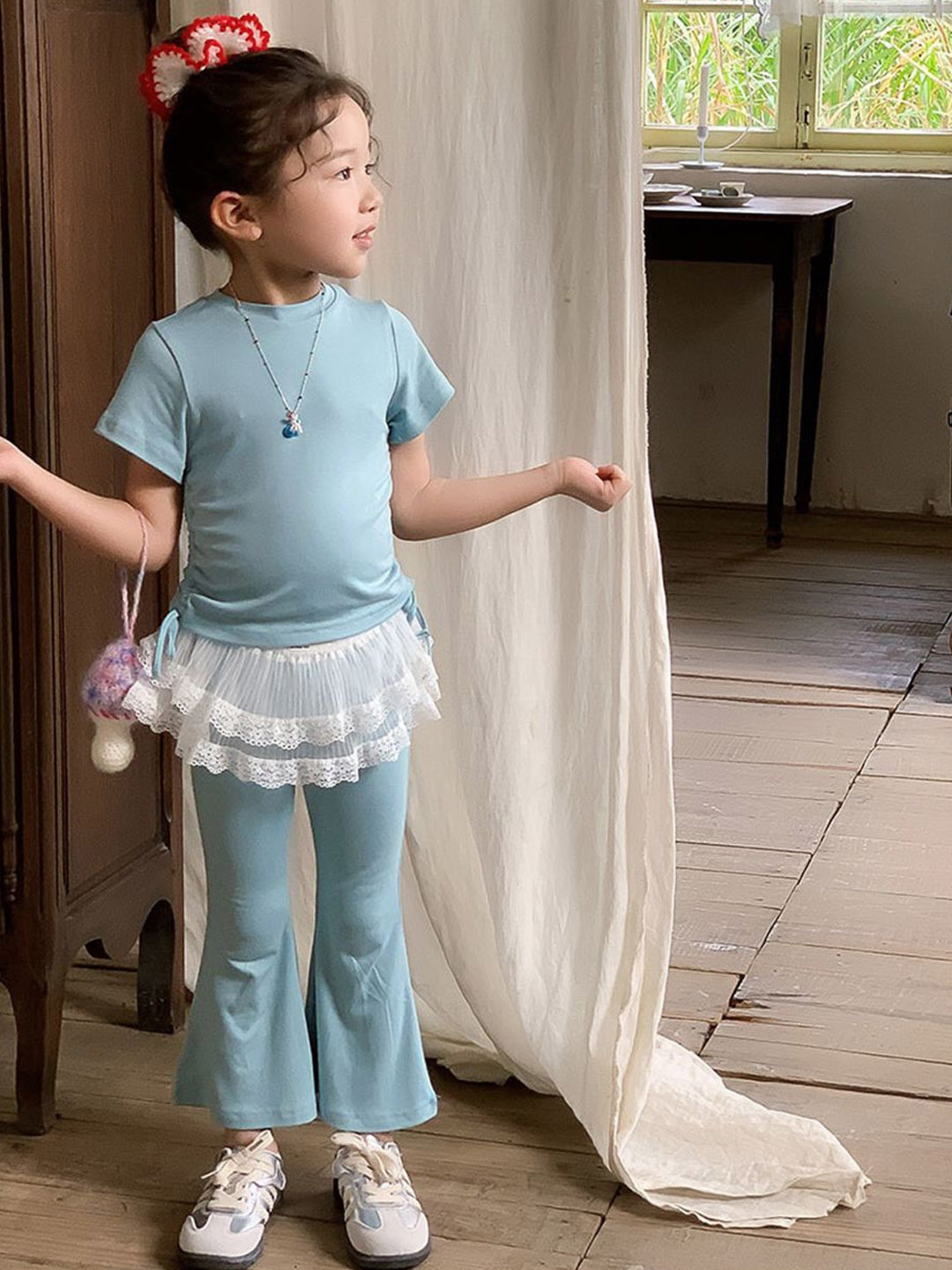 

YK Girls Top With Trousers, Blue