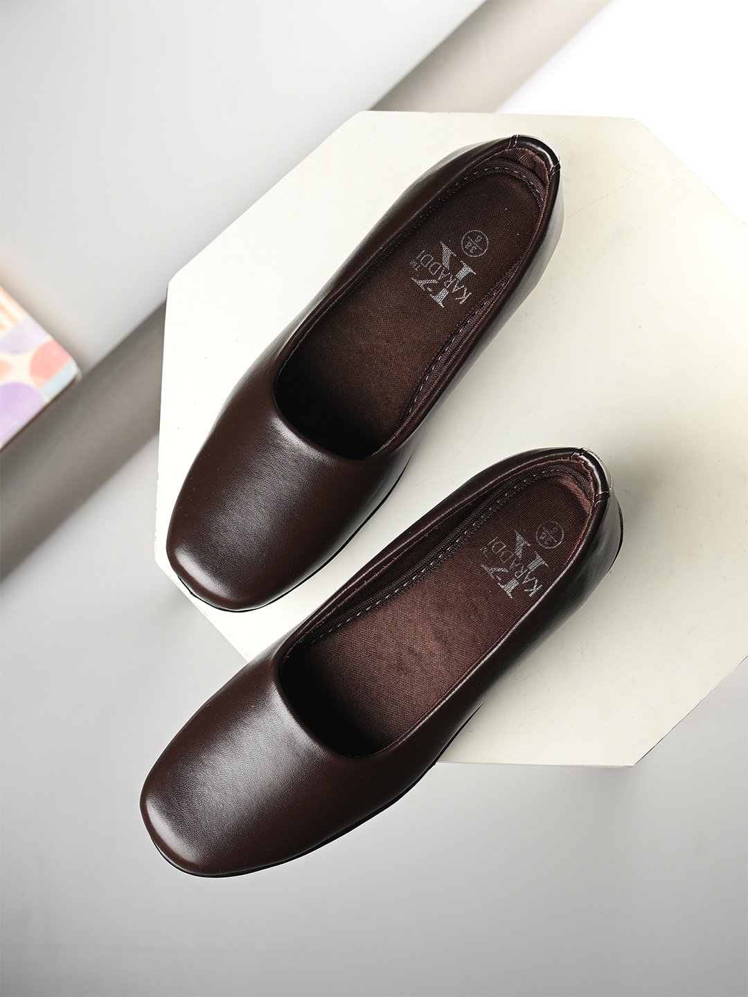 

KARADDI PU Wedge Ballerinas, Brown