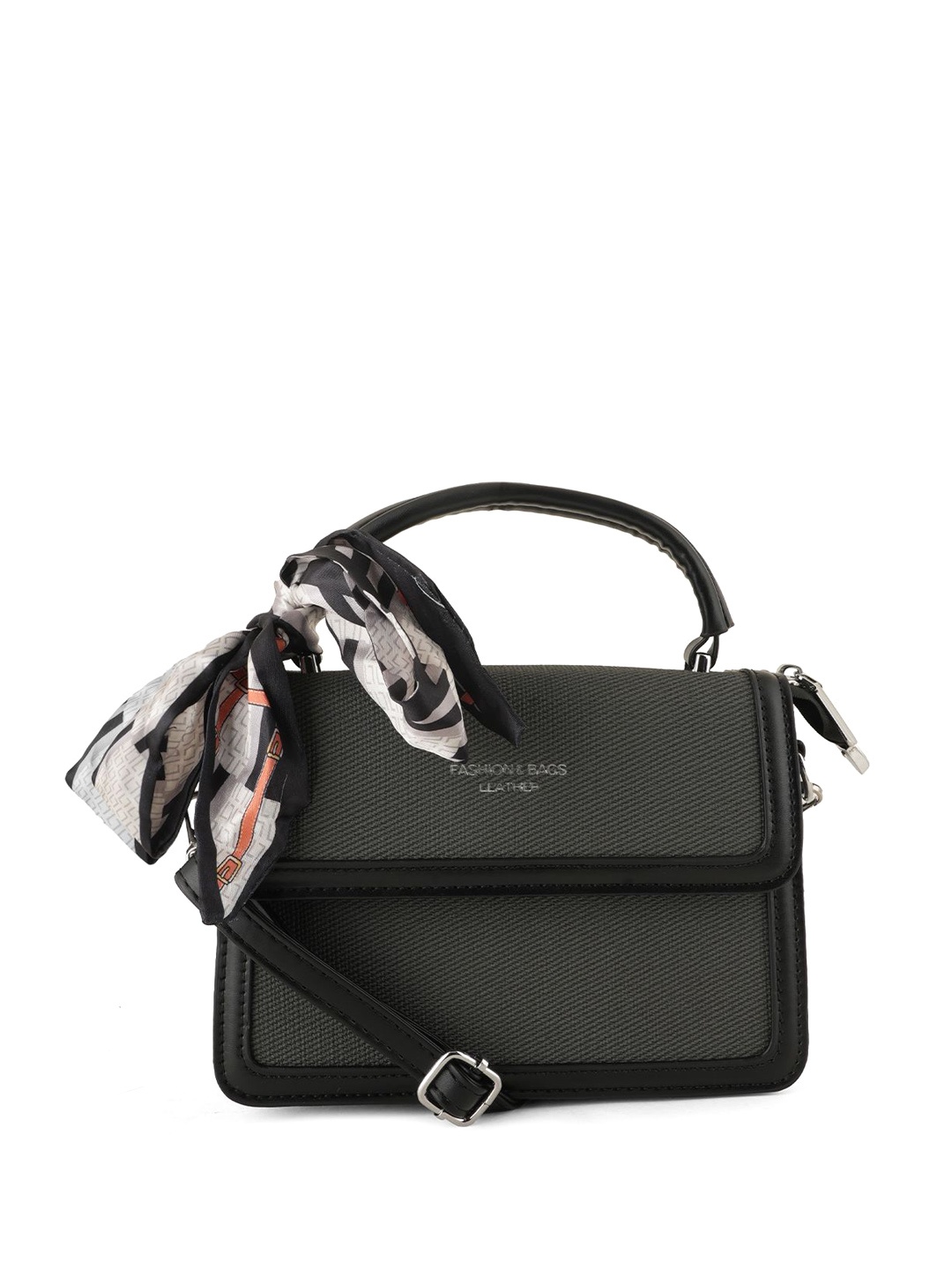 

Flingo Textured PU Structured Handheld Bag, Black