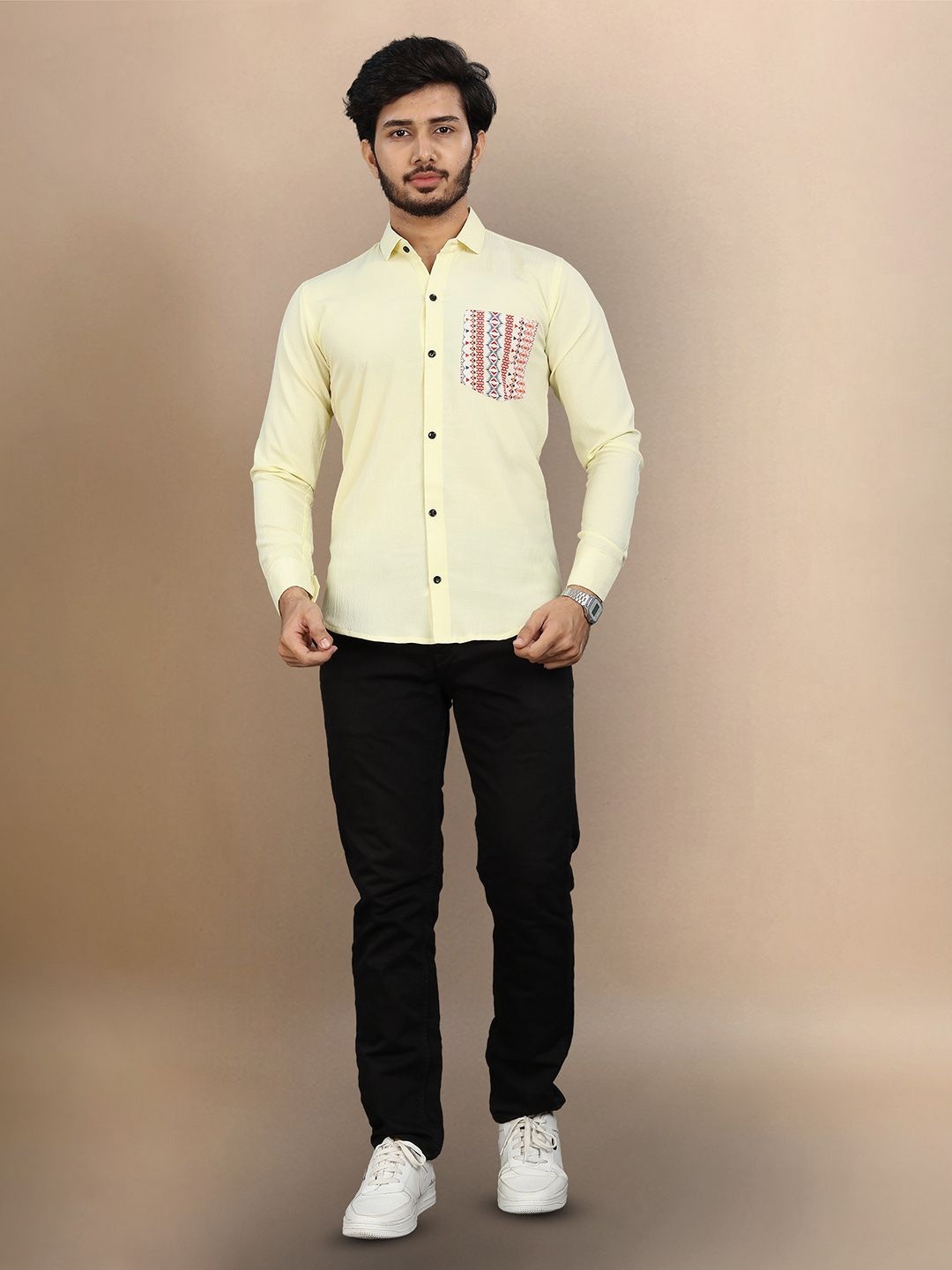 

Moda Rapido Men Original Opaque Casual Shirt, Yellow