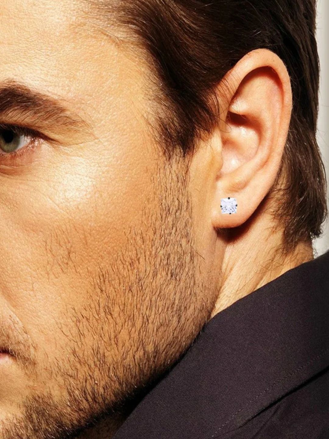 

The Roadster Lifestyle Co. Men Stainless Steel Cubic Zirconia Studded Studs, Silver