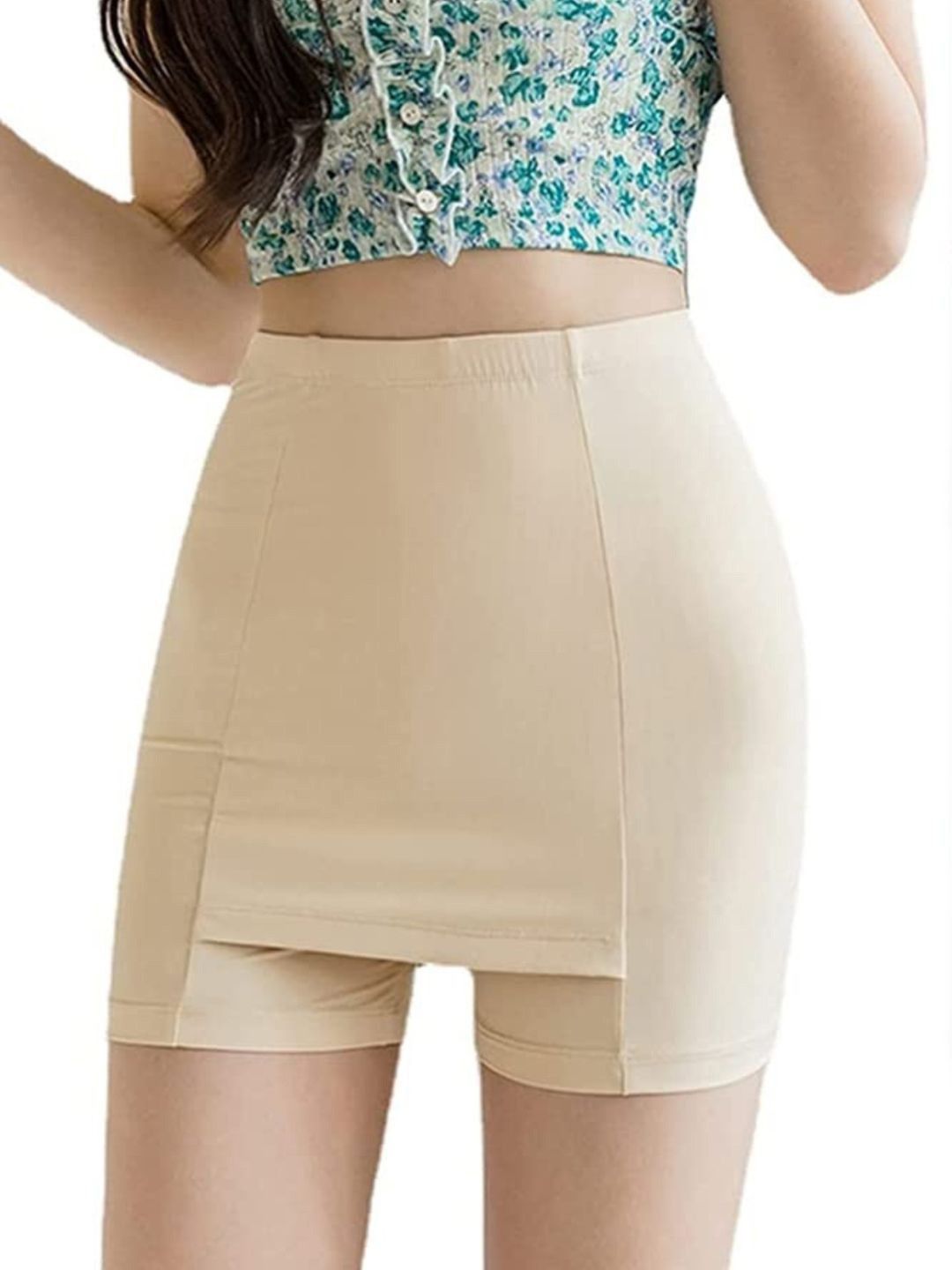 

CareDone Double-Layer Front Crotch Safety Shorts, Beige