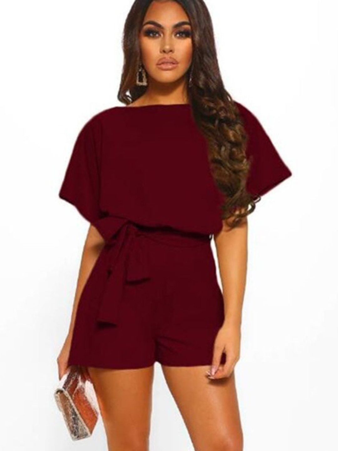 

DressBerry Cape Sleeve Blouson Mini Dress, Maroon