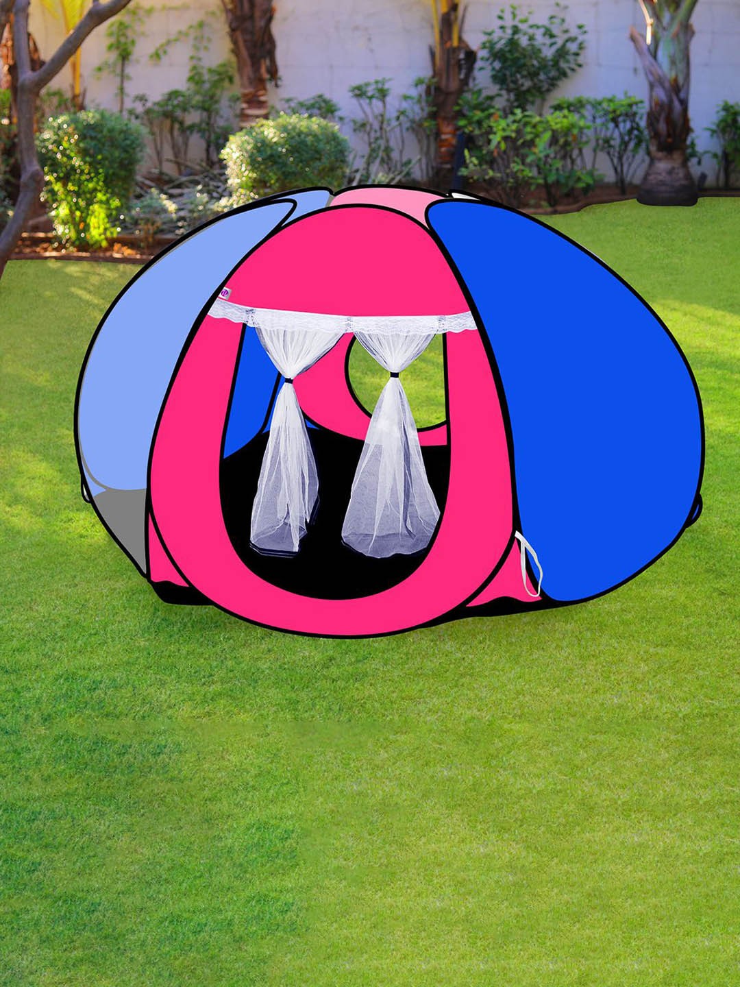 

Silver Shine Kids Colourblocked Foldable Tent, Pink