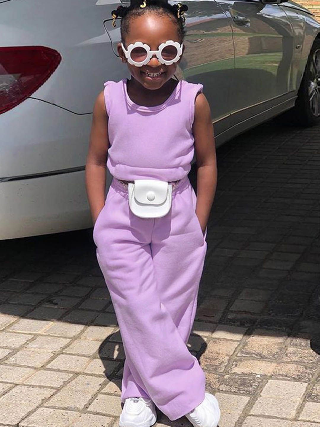 

Xsole Girls Sleeveless Top With Trousers, Lavender