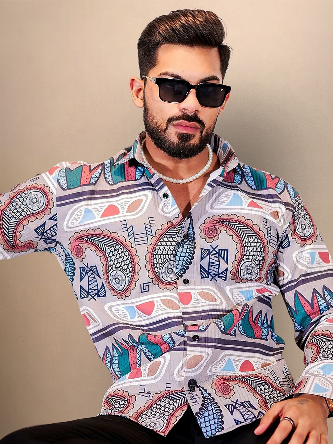 

Moda Rapido Men Original Opaque Printed Casual Shirt, Multi