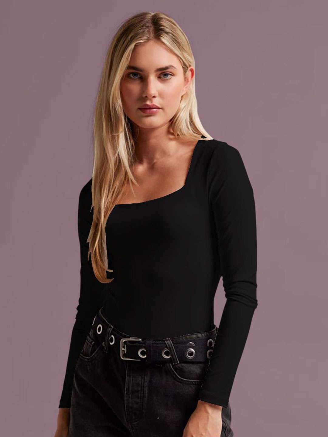 

Dream Beauty Fashion Women Square Neck Top, Black