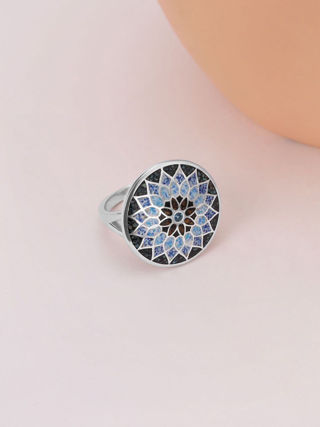 

Mia by Tanishq 925 Sterling Silver Enamelled Mosaic Shine Finger Ring