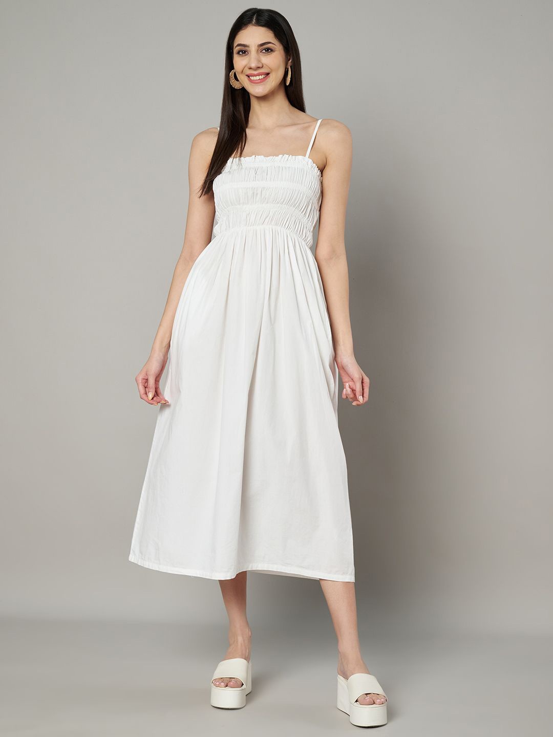 

Amagyaa A-Line Midi Dress, White