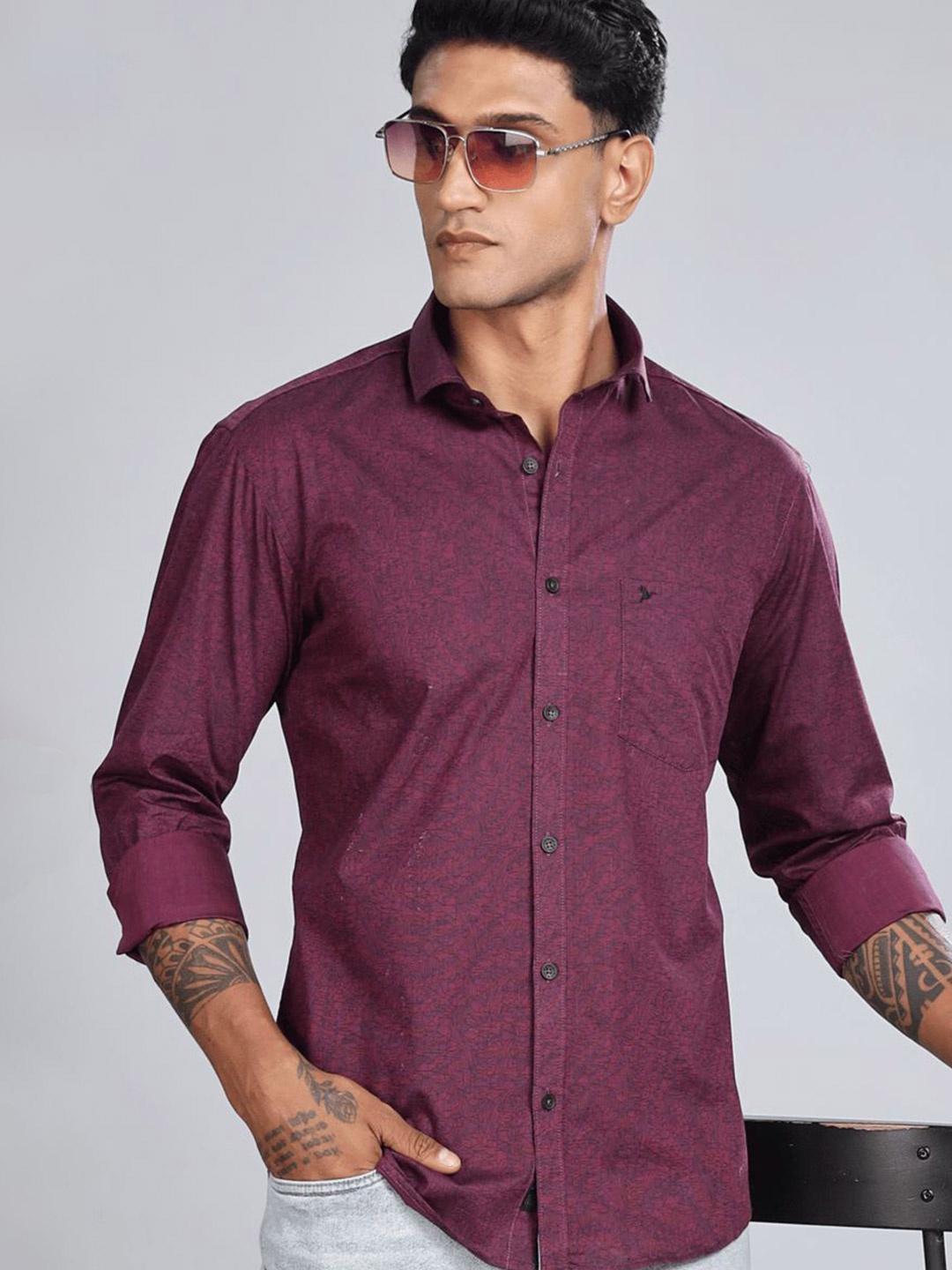 

Blueisland Clothing Men Standard Opaque Printed Formal Shirt, Blue