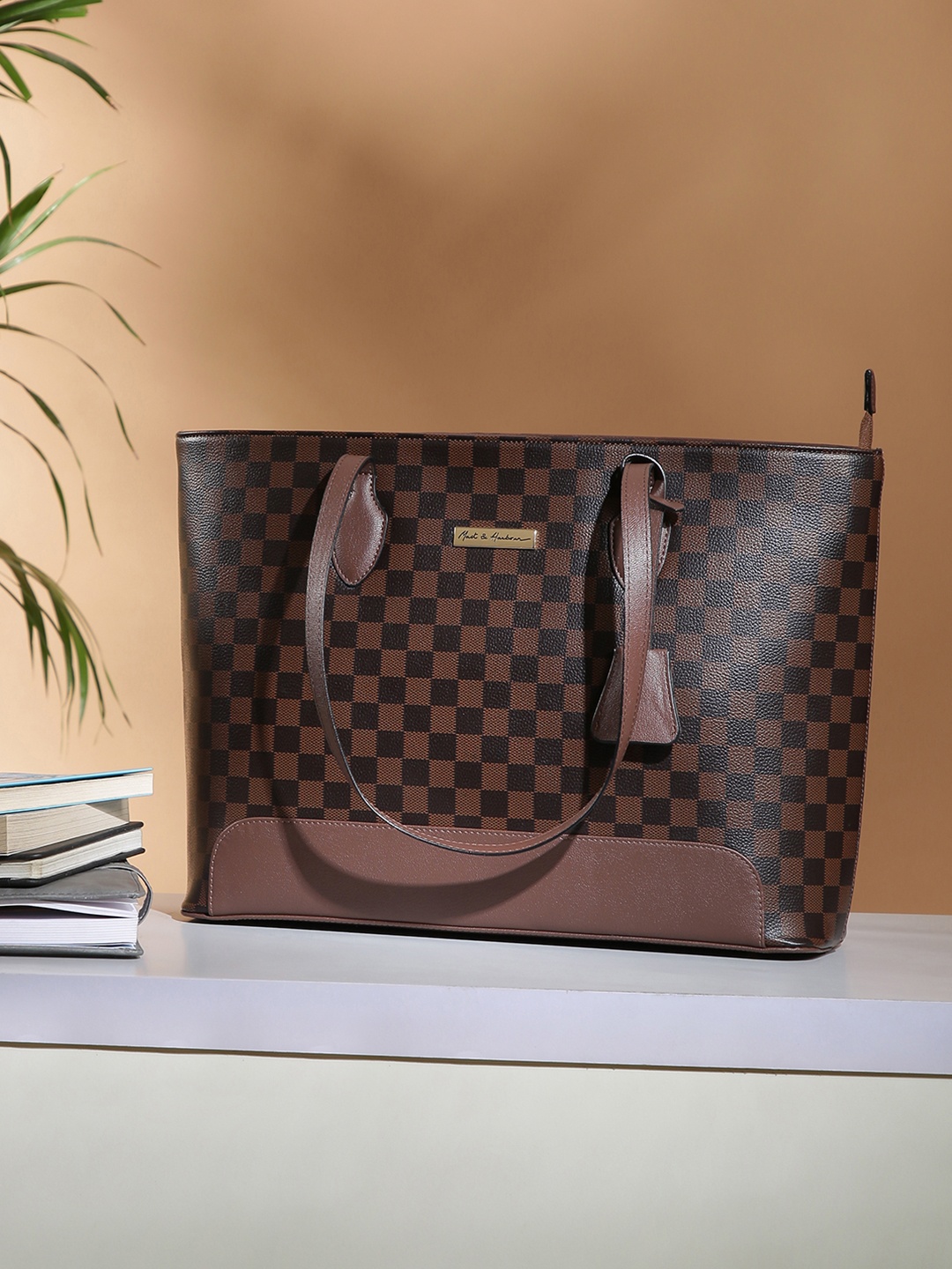 

Mast & Harbour Structured Tote Bag with Tasselled, Brown