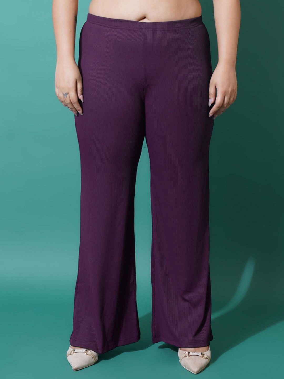 

Moda Rapido Women Original Flared Trousers, Purple