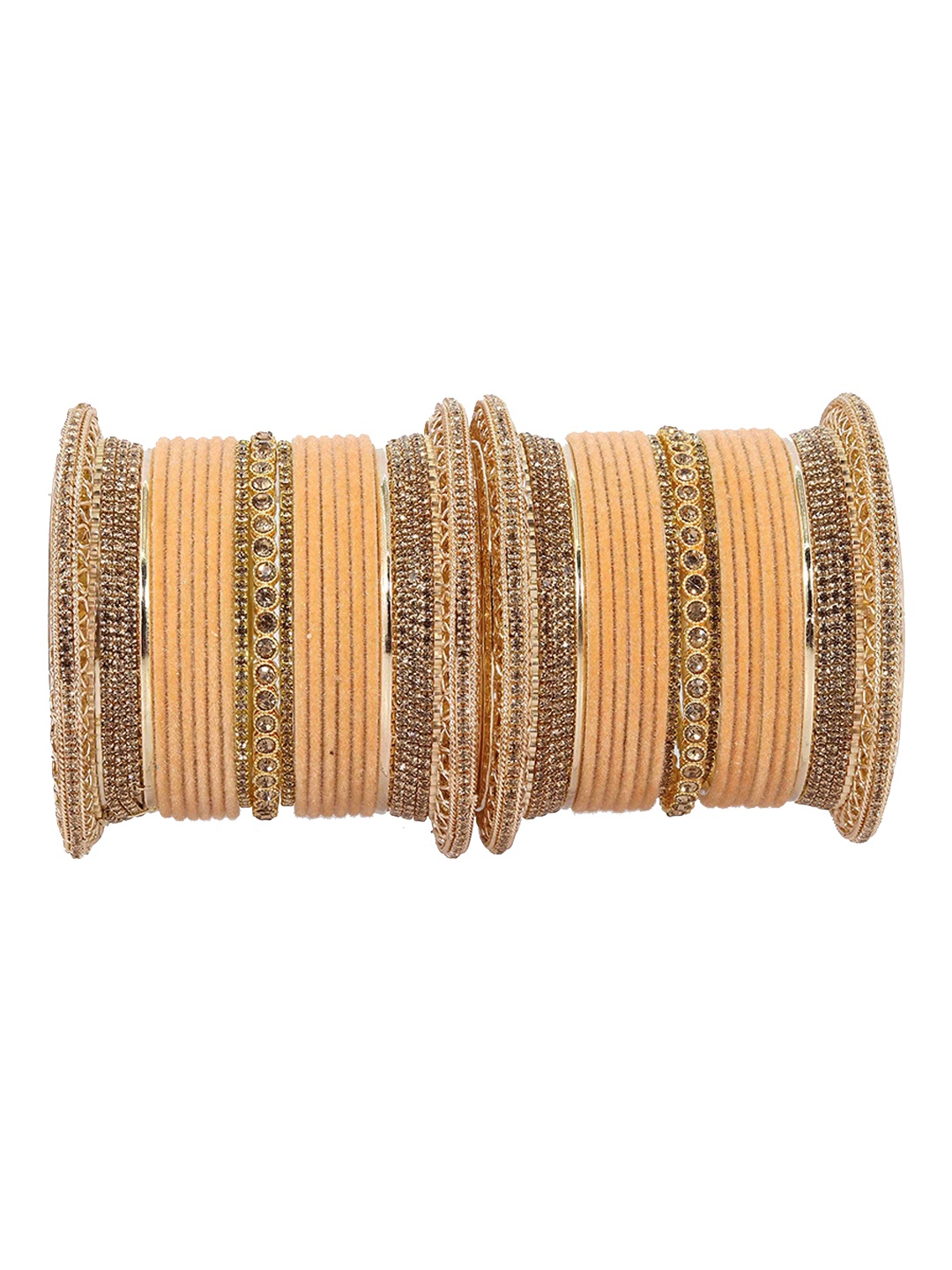 

ZULKA Set Of 46 Zircon Studded Velvet Bangles, Gold