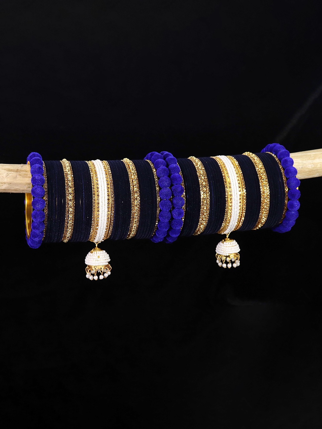 

ZULKA Set Of 74 Stone Studded & Beaded Bangles, Gold