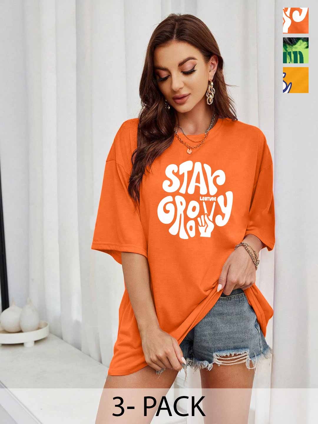

Leotude Women 3 Printed T-shirt, Multi