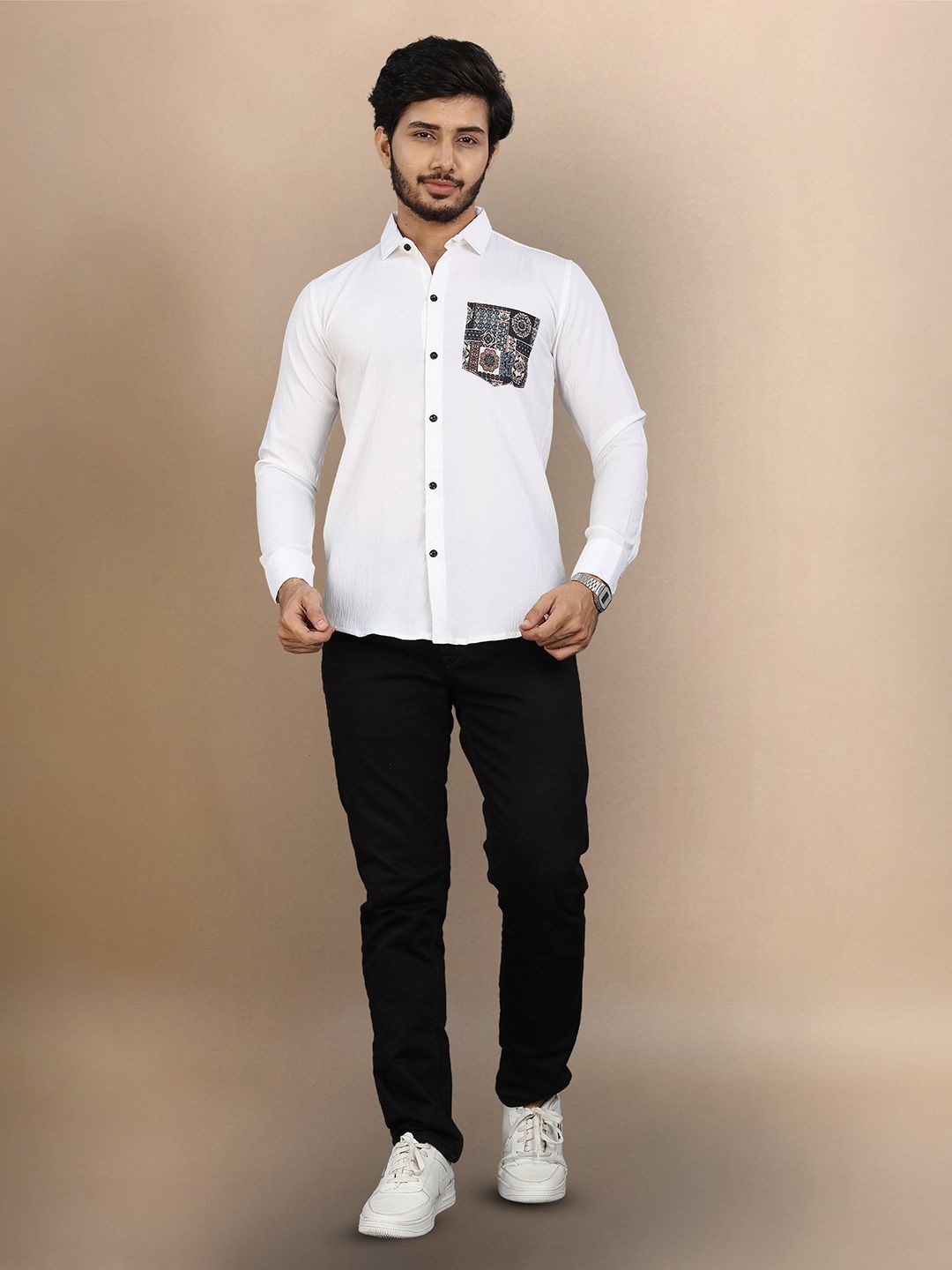 

Moda Rapido Men Original Opaque Casual Shirt, White