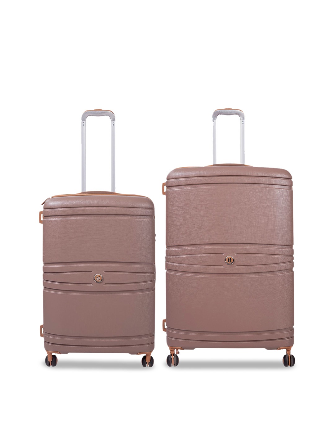 

IT luggage Set of 2 Brown Textured Soft-Sided Large Trolley Bag