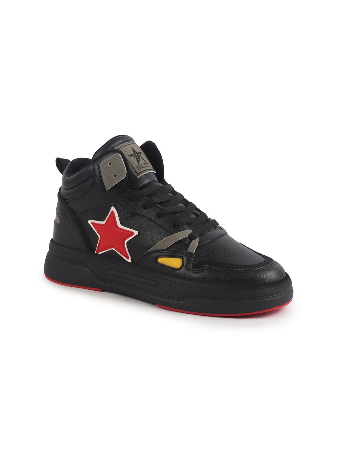 

FAUSTO Men PU High-Top Sneakers, Black