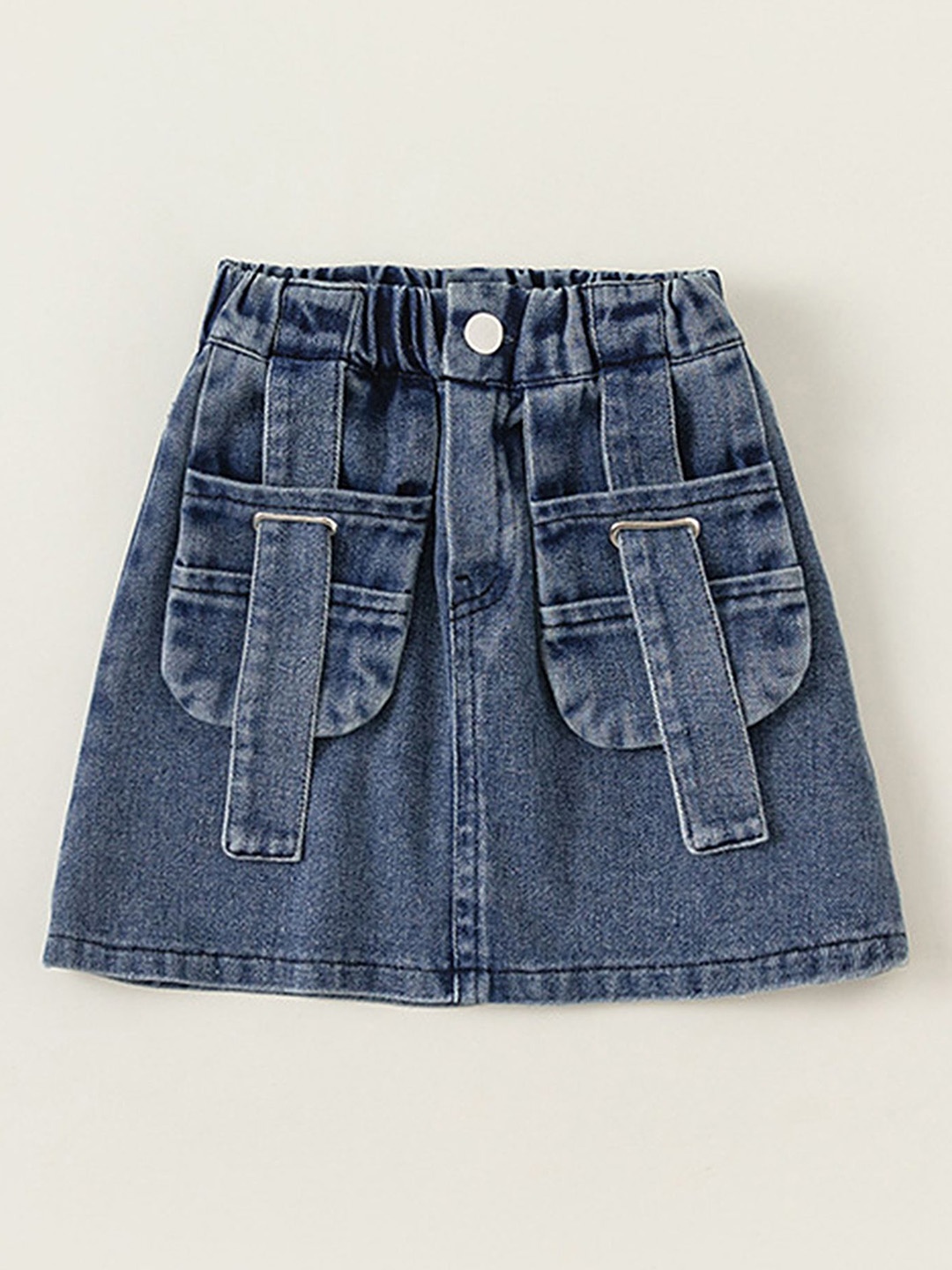 

LULU & SKY Girls A-Line Mini Denim Cargo Skirt, Blue