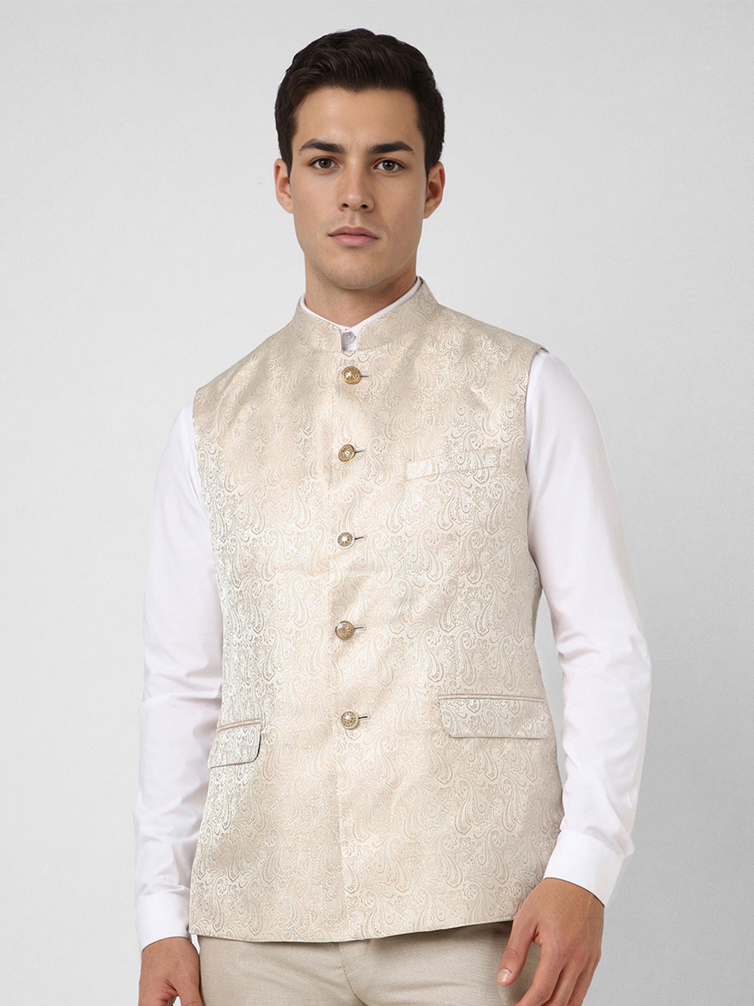 

Van Heusen Textured Nehru Jacket, Beige