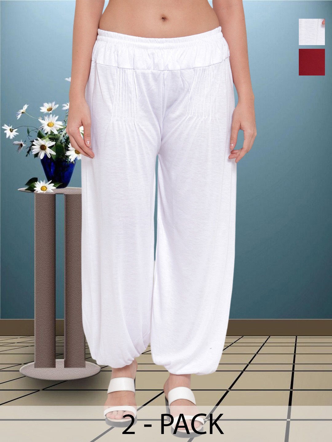 

GRACIT Women Viscose lycra Harem Paint, White