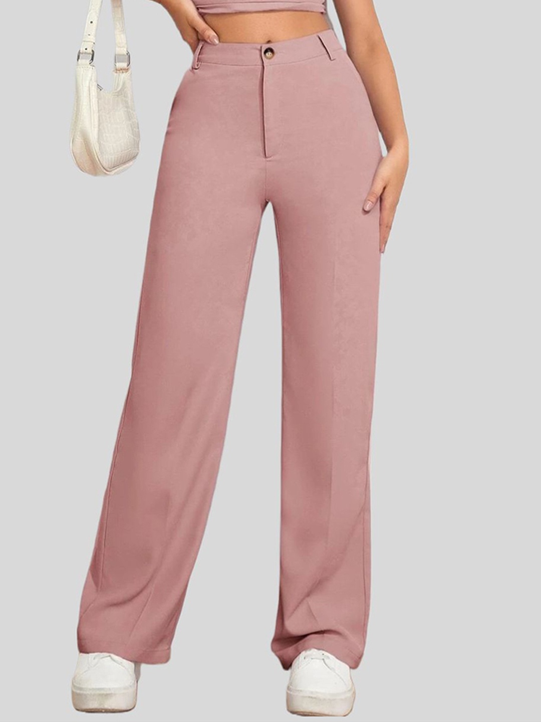 

Chemistry Women Relaxed Straight Leg Straight Fit High-Rise Trousers, Pink
